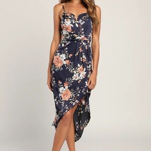 Floral Navy High/Low Dress